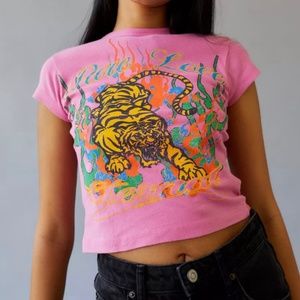 URBAN OUTFITTERS PINK TIGER GRAPHIC CROP WITH TAGS